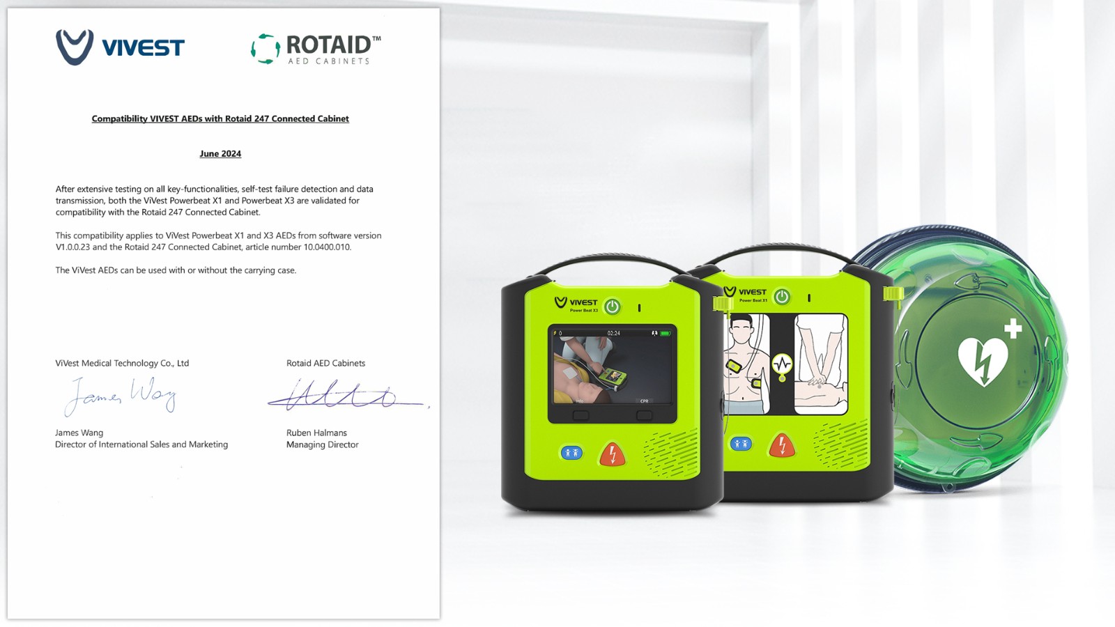 ViVest Announces Exciting Partnership with Rotaid™ AED Cabinets to Enhance AED Accessibility and Protection